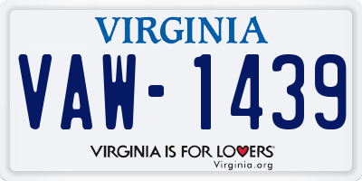 VA license plate VAW1439