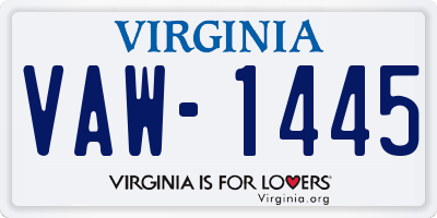 VA license plate VAW1445