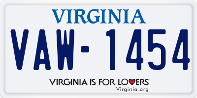 VA license plate VAW1454