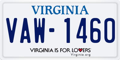 VA license plate VAW1460