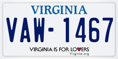VA license plate VAW1467