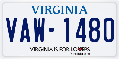 VA license plate VAW1480