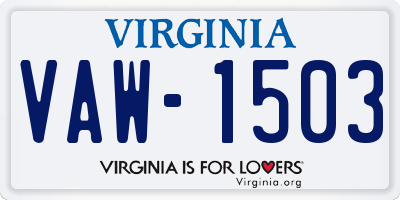 VA license plate VAW1503