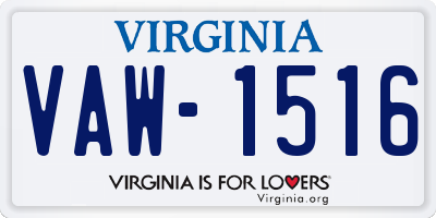 VA license plate VAW1516