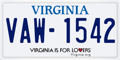 VA license plate VAW1542