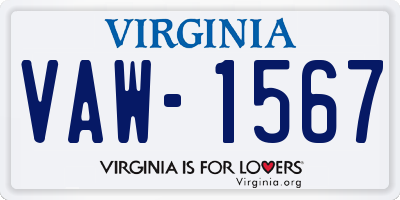 VA license plate VAW1567