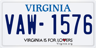 VA license plate VAW1576