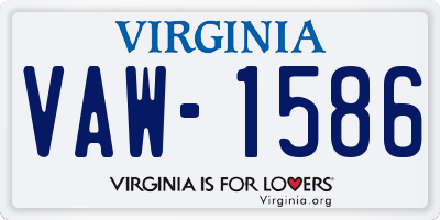 VA license plate VAW1586