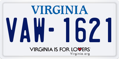 VA license plate VAW1621