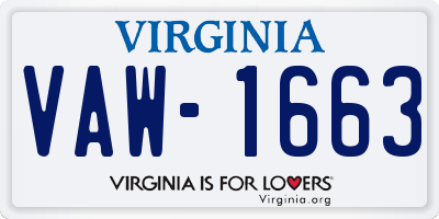 VA license plate VAW1663