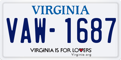 VA license plate VAW1687