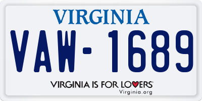 VA license plate VAW1689