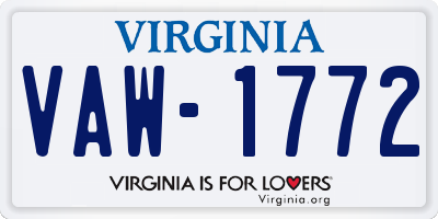 VA license plate VAW1772