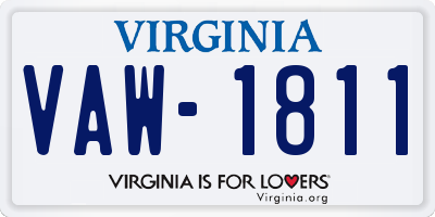 VA license plate VAW1811