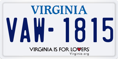 VA license plate VAW1815