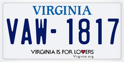 VA license plate VAW1817