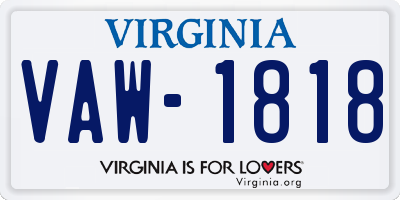 VA license plate VAW1818