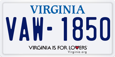 VA license plate VAW1850
