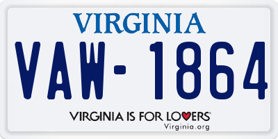 VA license plate VAW1864