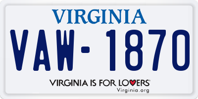 VA license plate VAW1870