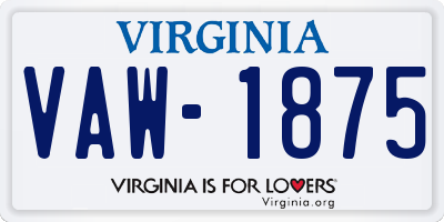 VA license plate VAW1875