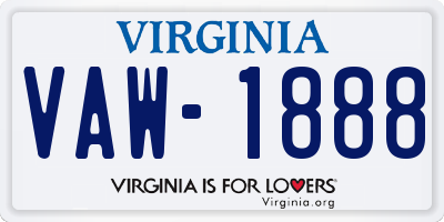 VA license plate VAW1888