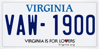VA license plate VAW1900