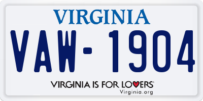 VA license plate VAW1904
