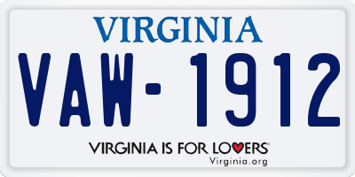 VA license plate VAW1912