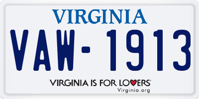 VA license plate VAW1913