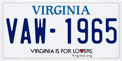 VA license plate VAW1965