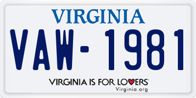 VA license plate VAW1981