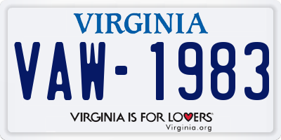 VA license plate VAW1983