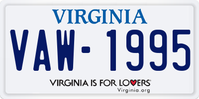 VA license plate VAW1995