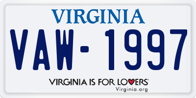 VA license plate VAW1997