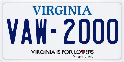 VA license plate VAW2000