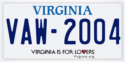 VA license plate VAW2004