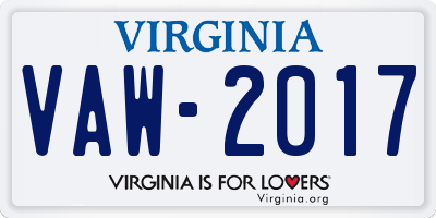 VA license plate VAW2017