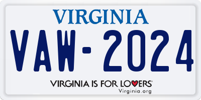 VA license plate VAW2024