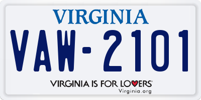 VA license plate VAW2101
