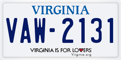 VA license plate VAW2131