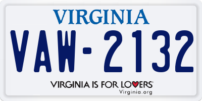 VA license plate VAW2132