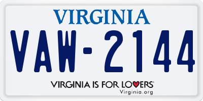 VA license plate VAW2144