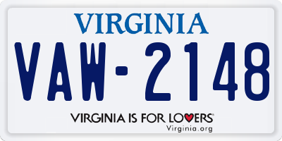 VA license plate VAW2148