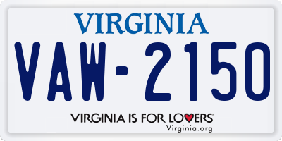 VA license plate VAW2150