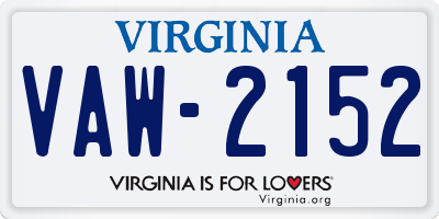 VA license plate VAW2152