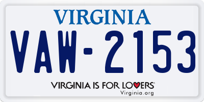 VA license plate VAW2153