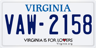 VA license plate VAW2158