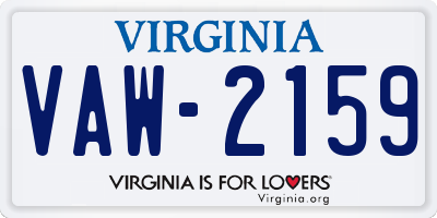 VA license plate VAW2159