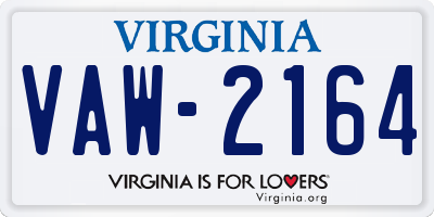 VA license plate VAW2164
